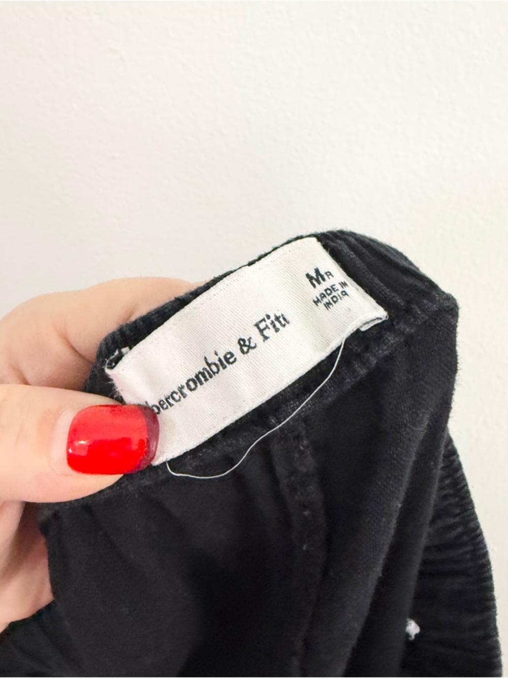 Abercrombie Linen Blend Wide Leg Pants Black Elastic Waist Minimalist Size M - Picture 4 of 6